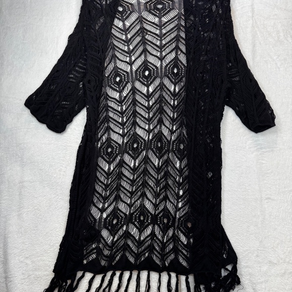 Divided H&M Cardigan Womens Size XS Black Open Knit Crochet Goth Boho - Picture 9 of 9